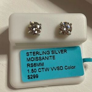 925 Sterling Silver Moissanite Stud Screwback Earrings